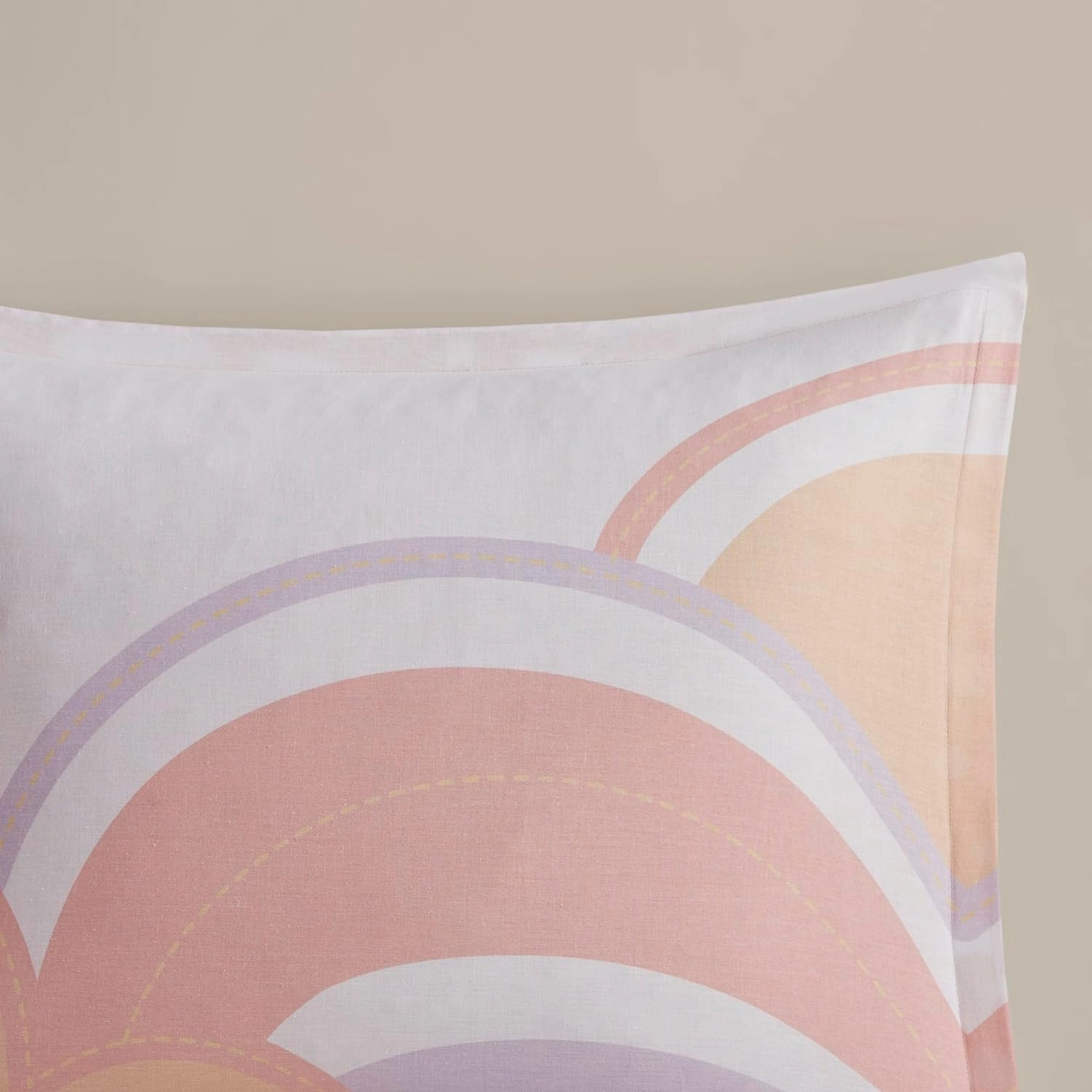 Comforter Sets, Sun, Smiling Emoji, Rainbow & Clouds Cartoon Reversible Print, Down Alternative, All Season Bedding, Matching Sham, Toss Pillow, Full/Queen Yellow/Coral 4 Piece