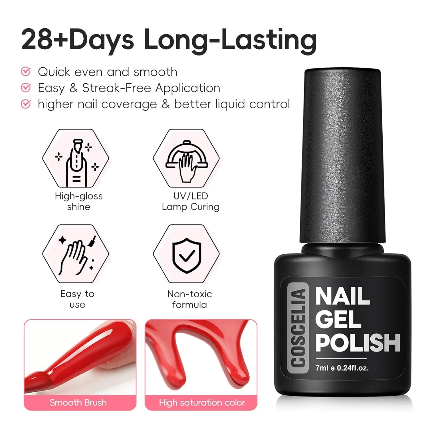 COSCELIA 60PCS Gel Nail Polish Set, 55 colors gel polish with 5pcs Top Base Coat Pink White Red Jelly Nude Green Clear Spring Summer Colors Nail Polish Manicure Starter Kit DIY Gifts for Women