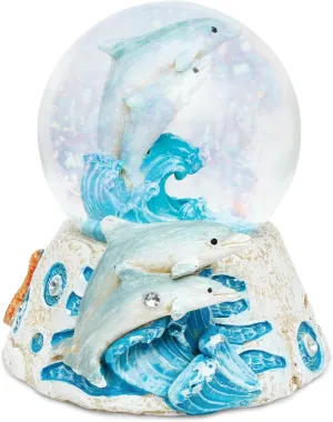 COTA Global Dolphin Snow Globe - Elegant Sparkly Water Globe with Sparkling Glitter Inside The Animal Snow Globe Figure, Collectible Dolphin Stone Snow Globe Figurines for Birthdays, Christmas