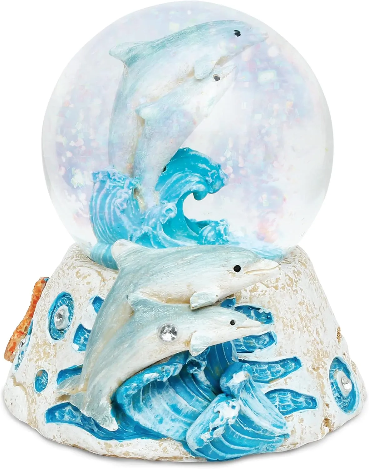 COTA Global Dolphin Snow Globe - Elegant Sparkly Water Globe with Sparkling Glitter Inside The Animal Snow Globe Figure, Collectible Dolphin Stone Snow Globe Figurines for Birthdays, Christmas