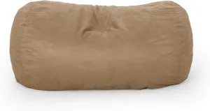 Cozy Microfiber Cylindrical Bean Bag for Relaxation and Comfort, Soft Foam Filling, for Living Rooms or Bedrooms, Beige
