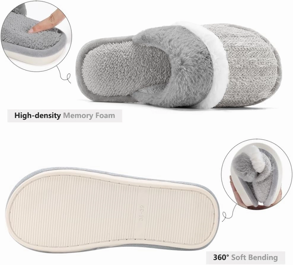 Cozy Slippers for Women Indoor and Outdoor Fuzzy House Shoes with Memory Foam Anti-Skid Sole Gifts for Women Mom Ladies