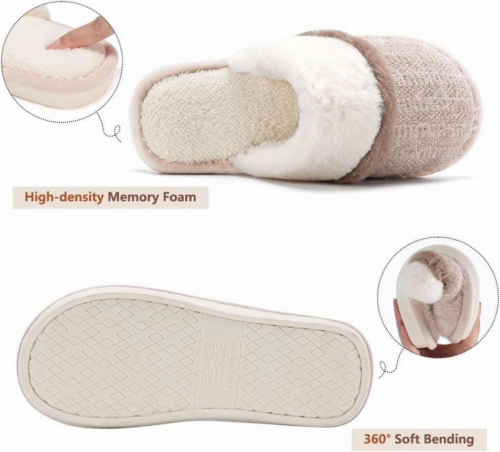 Cozy Slippers for Women Indoor and Outdoor Fuzzy House Shoes with Memory Foam Anti-Skid Sole Gifts for Women Mom Ladies