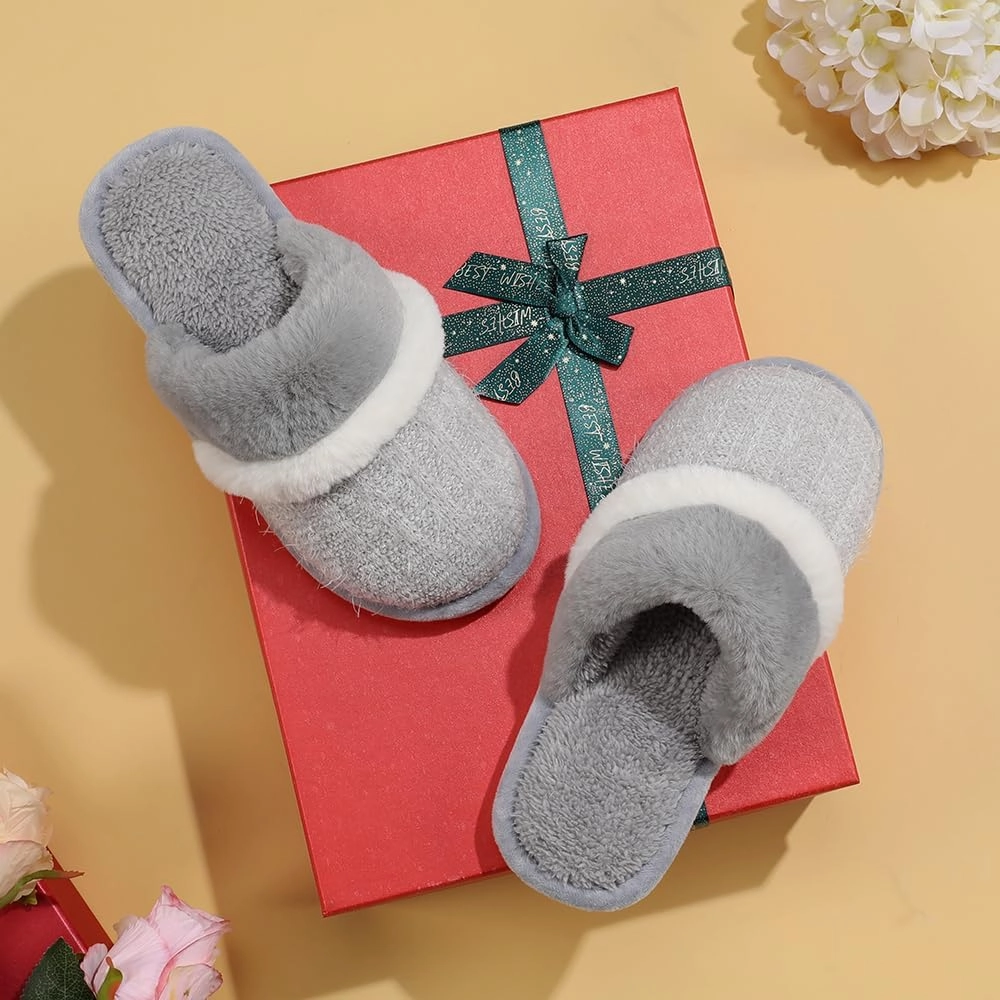 Cozy Slippers for Women Indoor and Outdoor Fuzzy House Shoes with Memory Foam Anti-Skid Sole Gifts for Women Mom Ladies