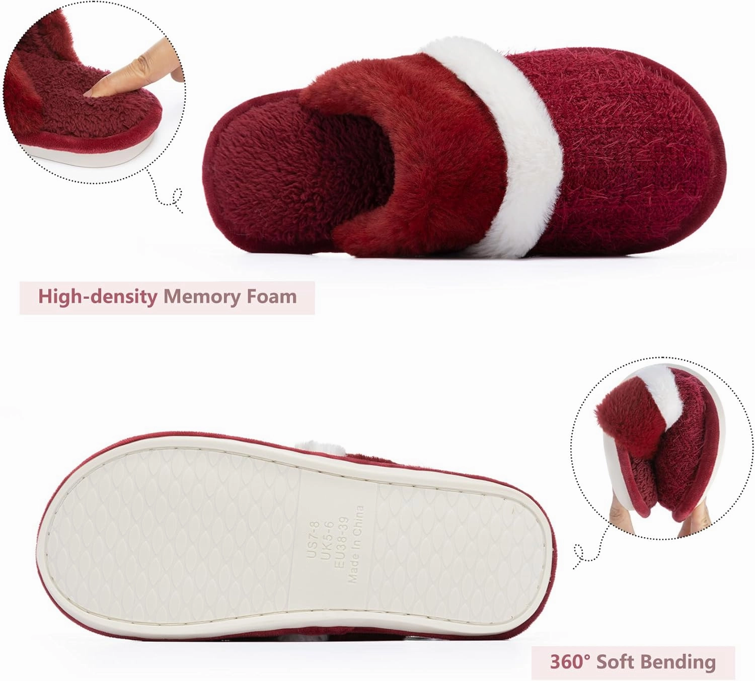 Cozy Slippers for Women Indoor and Outdoor Fuzzy House Shoes with Memory Foam Anti-Skid Sole Gifts for Women Mom Ladies