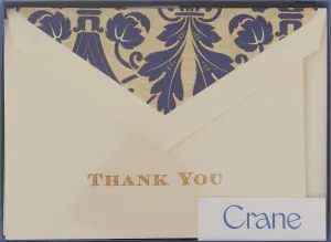 Crane & Co. Gold Hand Engraved Regency Thank You Note - Pack of 10 (CT1265),Ecruwhite