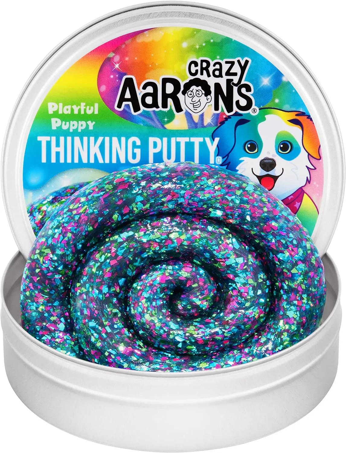 Crazy Aaron's Thinking Putty® - Playful Puppy - Multi-Color Sensory Putty for Kids and Grown ups in a 4" Tin - Creative and Endless Fun, Stress Relief Therapy Toys, Never Dries Out - Made in USA
