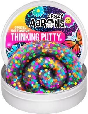 Crazy Aaron's Thinking Putty® - Social Butterfly - See-Through Sensory Putty for Kids and Grown ups in a 4" Tin - Creative and Endless Fun, Stress Relief Therapy Toys, Never Dries Out - Made in USA