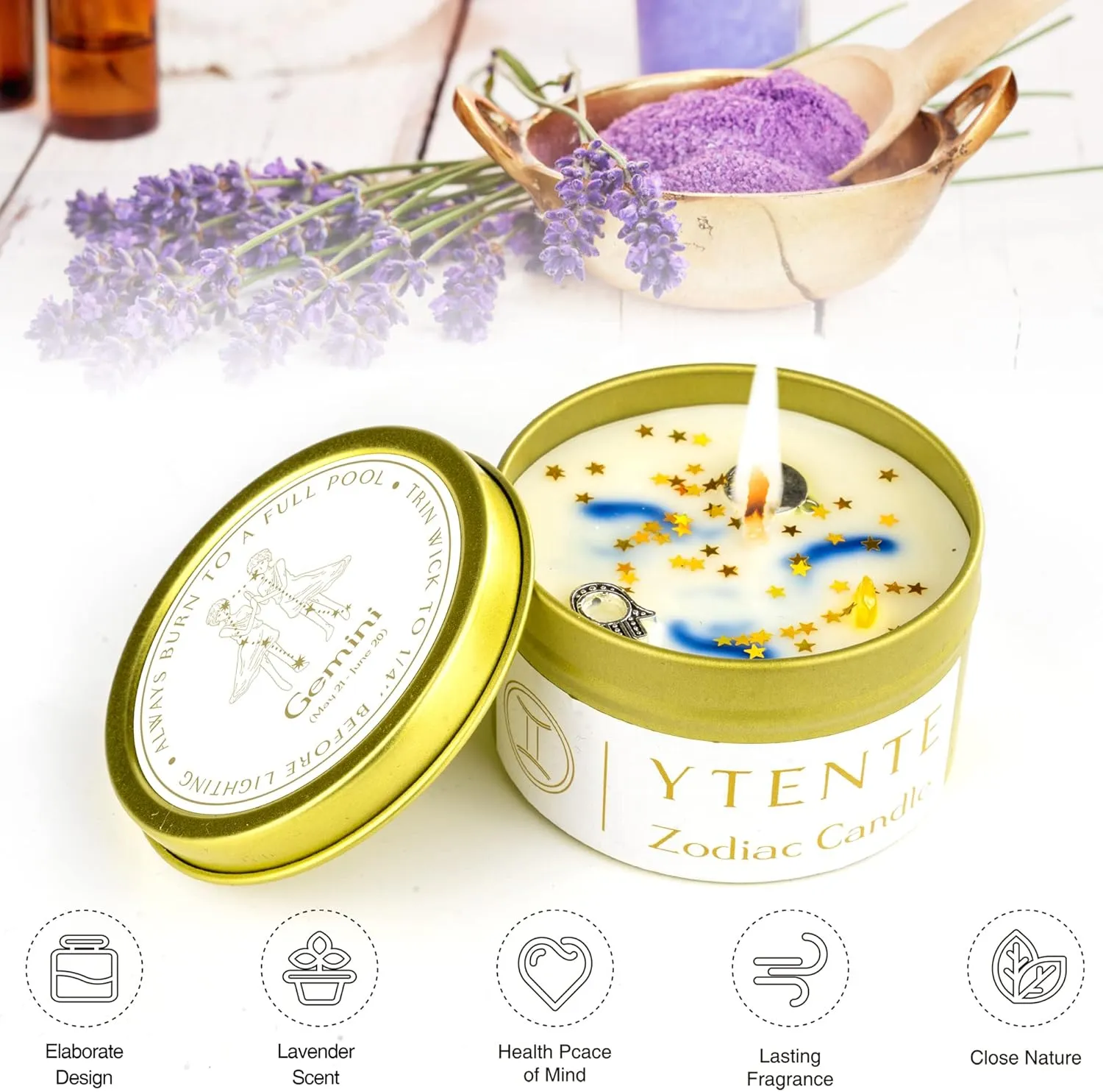Crystals Healing Stone Gift Set, Soy Wax Zodiac Sign Scented Candles,Crystals Healing Stones Gift Set with Horoscope Crystal Necklace for Women Sister Daughter Birthday Valentine Gifts