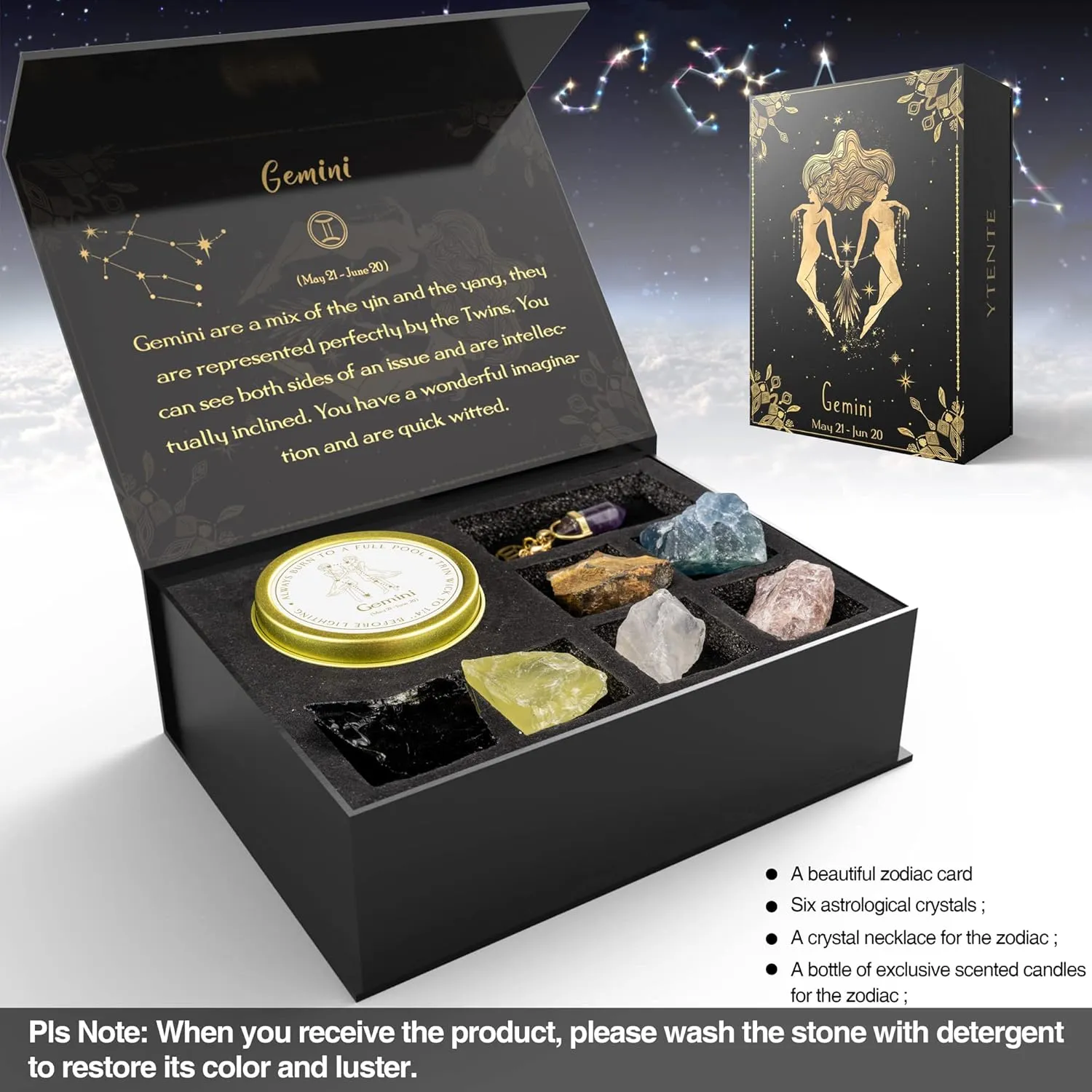 Crystals Healing Stone Gift Set, Soy Wax Zodiac Sign Scented Candles,Crystals Healing Stones Gift Set with Horoscope Crystal Necklace for Women Sister Daughter Birthday Valentine Gifts