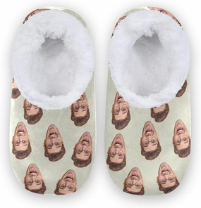Custom Fuzzy Memory Foam Closed Back Slippers for Women Men Personalized Knit Fleece Lined House Shoes with Face Photos Warm Socks for Outdoor Indoor Bedroom Hotel