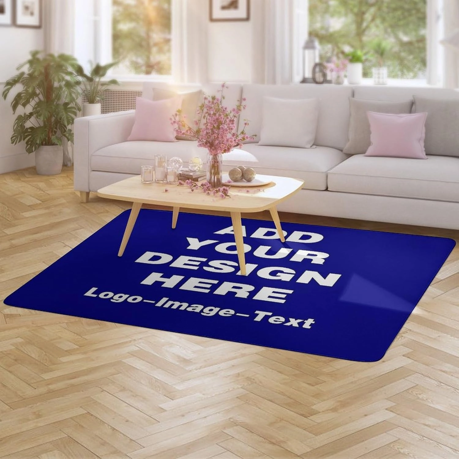 Custom Rugs with Your Own Photo Logo Personalized Door Mat Customized Non Slip Area Carpet Suitable for Living Rooms, Bedrooms, Dormitories, Navy