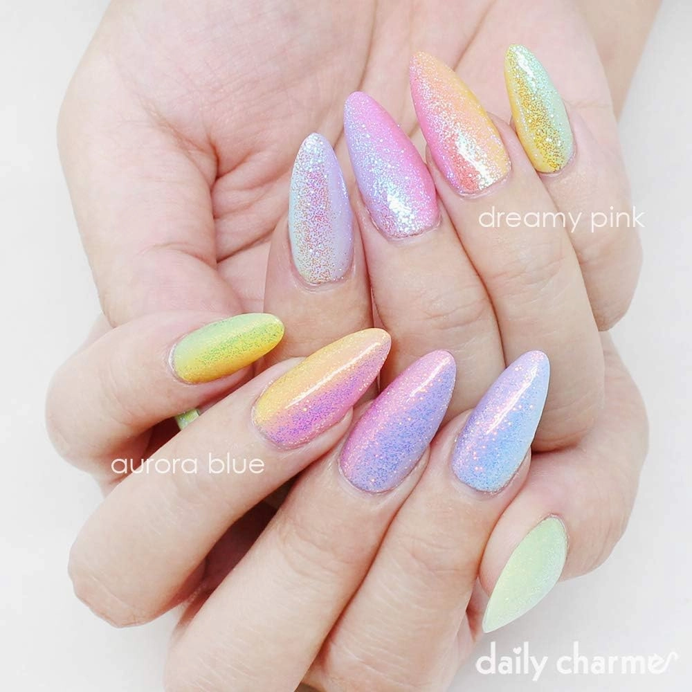 DAILY CHARME Dreamy & Aurora Fairy Dust Magic Iridescent Nail Art Glitter Decoration (0.004 Original, Aurora)
