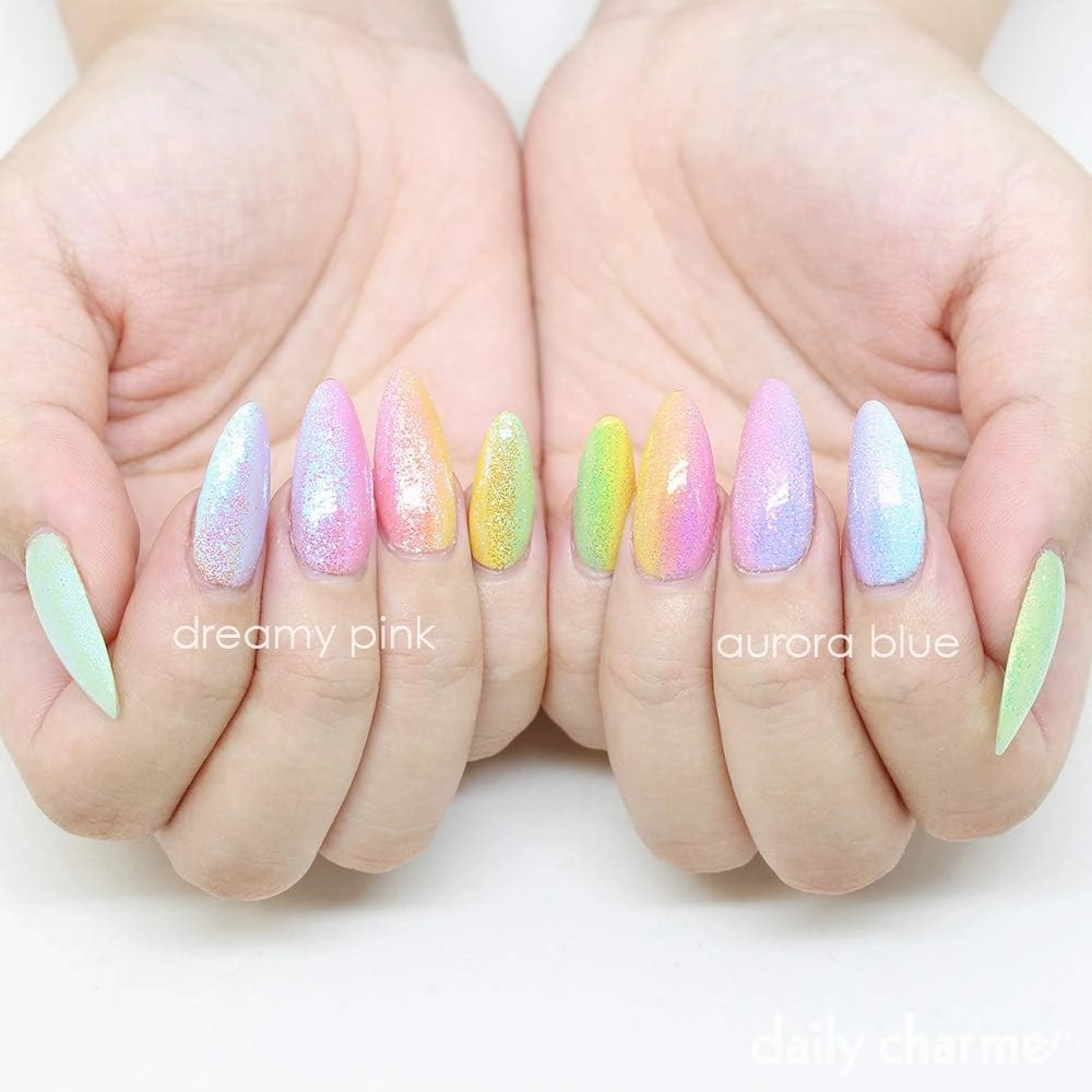 DAILY CHARME Dreamy & Aurora Fairy Dust Magic Iridescent Nail Art Glitter Decoration (0.004 Original, Aurora)