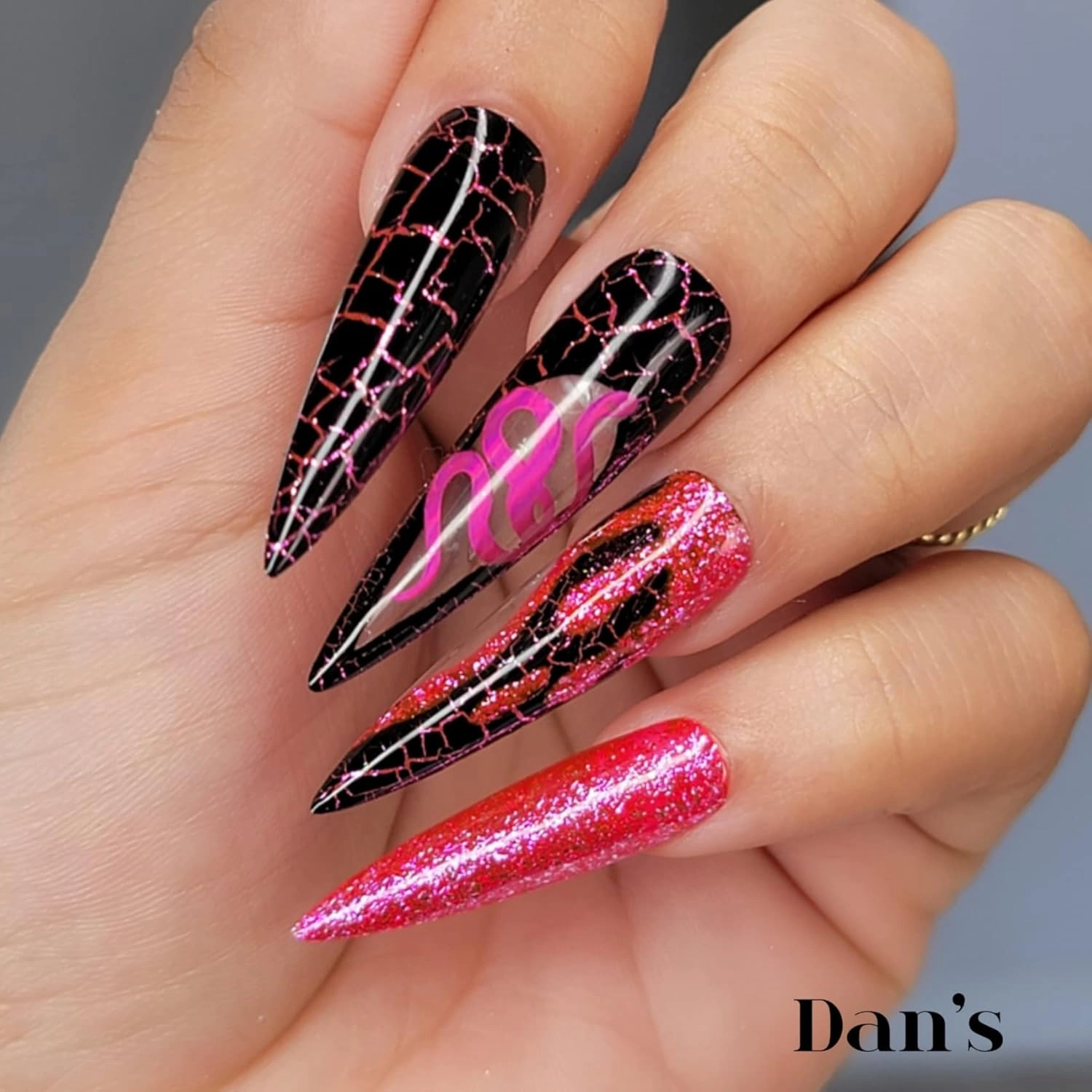 Dan's Nails Hot Pink Glitter Gel Polish