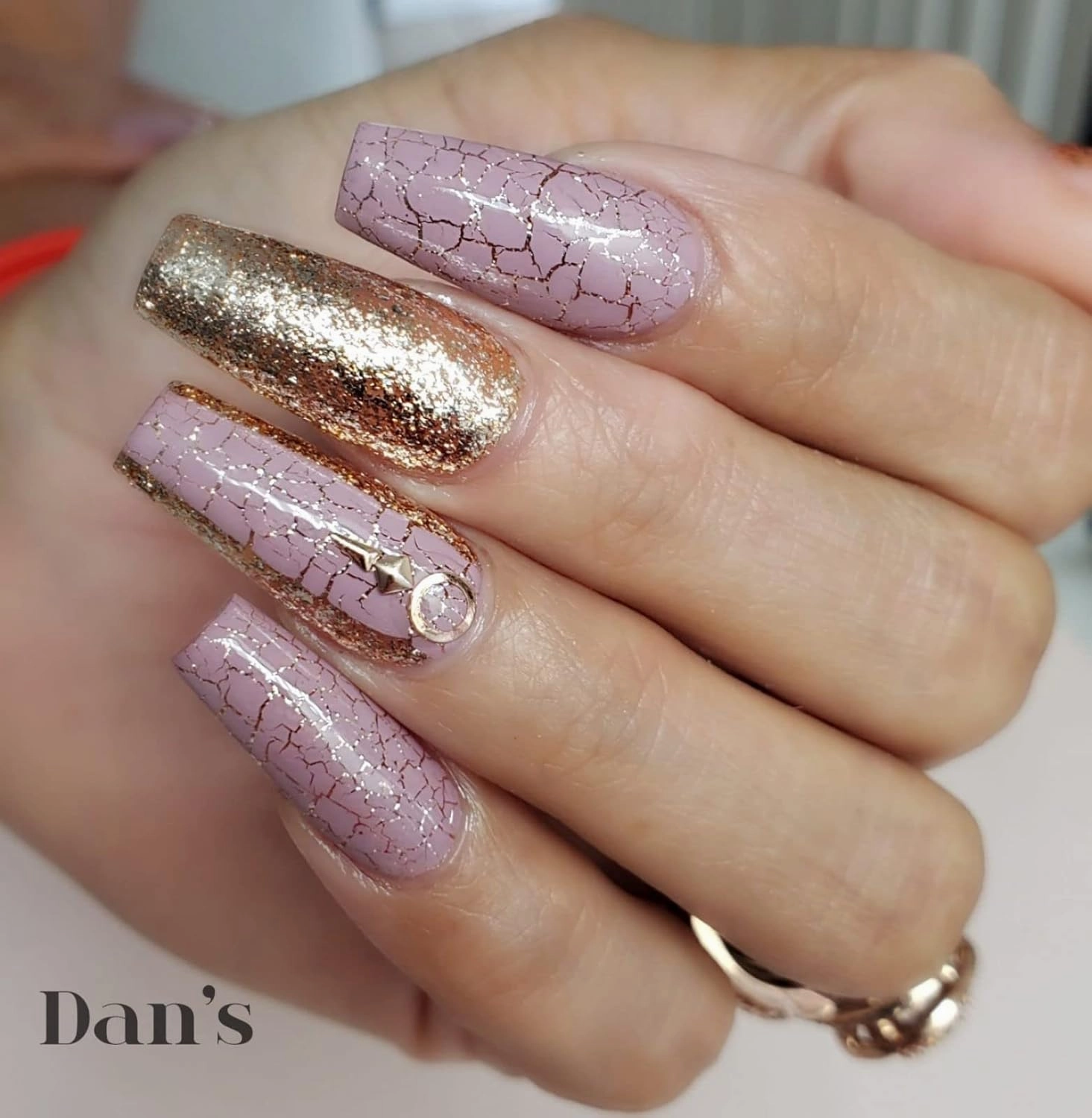 Dan's Nails Hot Pink Glitter Gel Polish