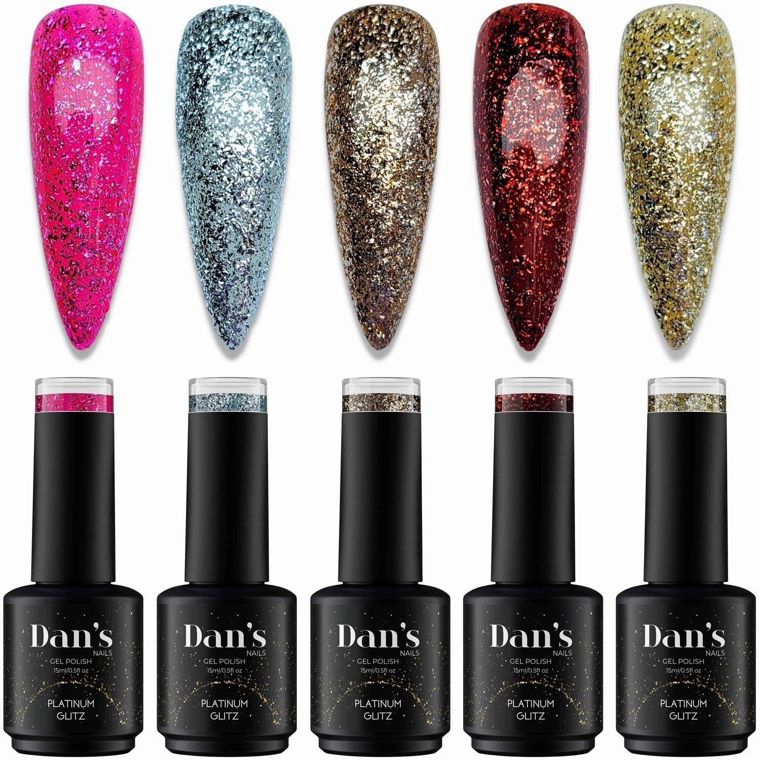 Dan's Nails Hot Pink Glitter Gel Polish