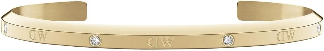 Daniel Wellington Classic Lumine Bracelet L - Gold Bangle Cuff Bracelet with Crystals, 316L Stainless Steel, Adjustable, Stackable, PVD Plated, 7 Inches