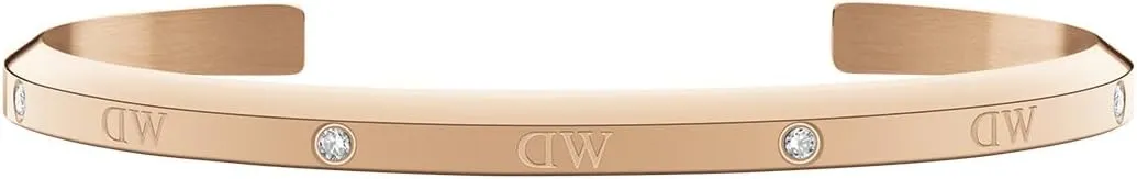 Daniel Wellington Classic Lumine Bracelet S - Rose Gold Bangle Cuff Bracelet with Crystals, 316L Stainless Steel, Adjustable, Stackable, PVD Plated, 6 Inches