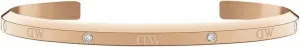 Daniel Wellington Classic Lumine Bracelet S - Rose Gold Bangle Cuff Bracelet with Crystals, 316L Stainless Steel, Adjustable, Stackable, PVD Plated, 6 Inches