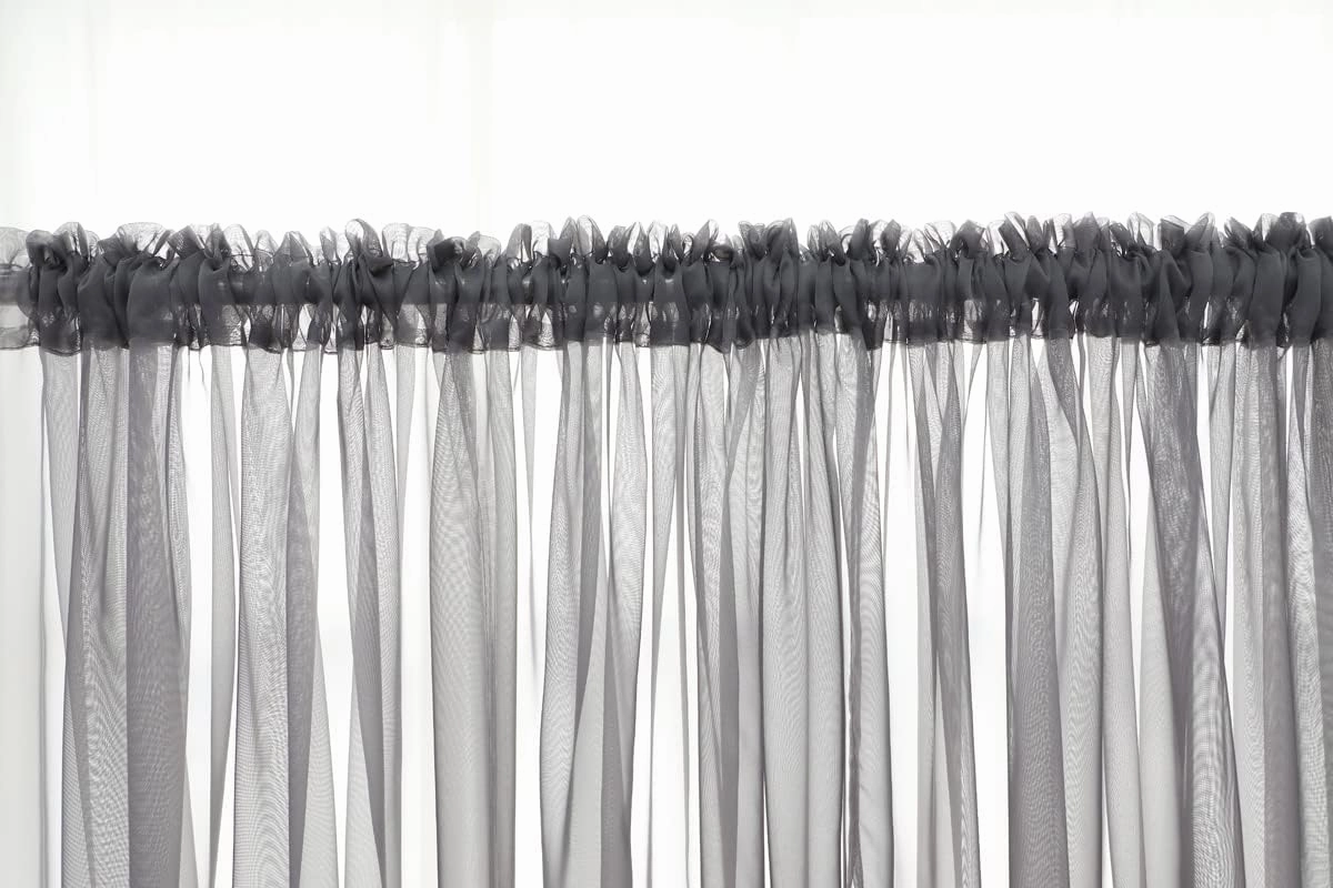 Dark Gray Sheer Curtains 84 Inches Length 2 Panels Set Window Sheer Curtains Basic Rod Pocket for Bedroom Children Living Room Yard Kitchen