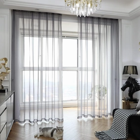 Dark Gray Sheer Curtains 84 Inches Length 2 Panels Set Window Sheer Curtains Basic Rod Pocket for Bedroom Children Living Room Yard Kitchen