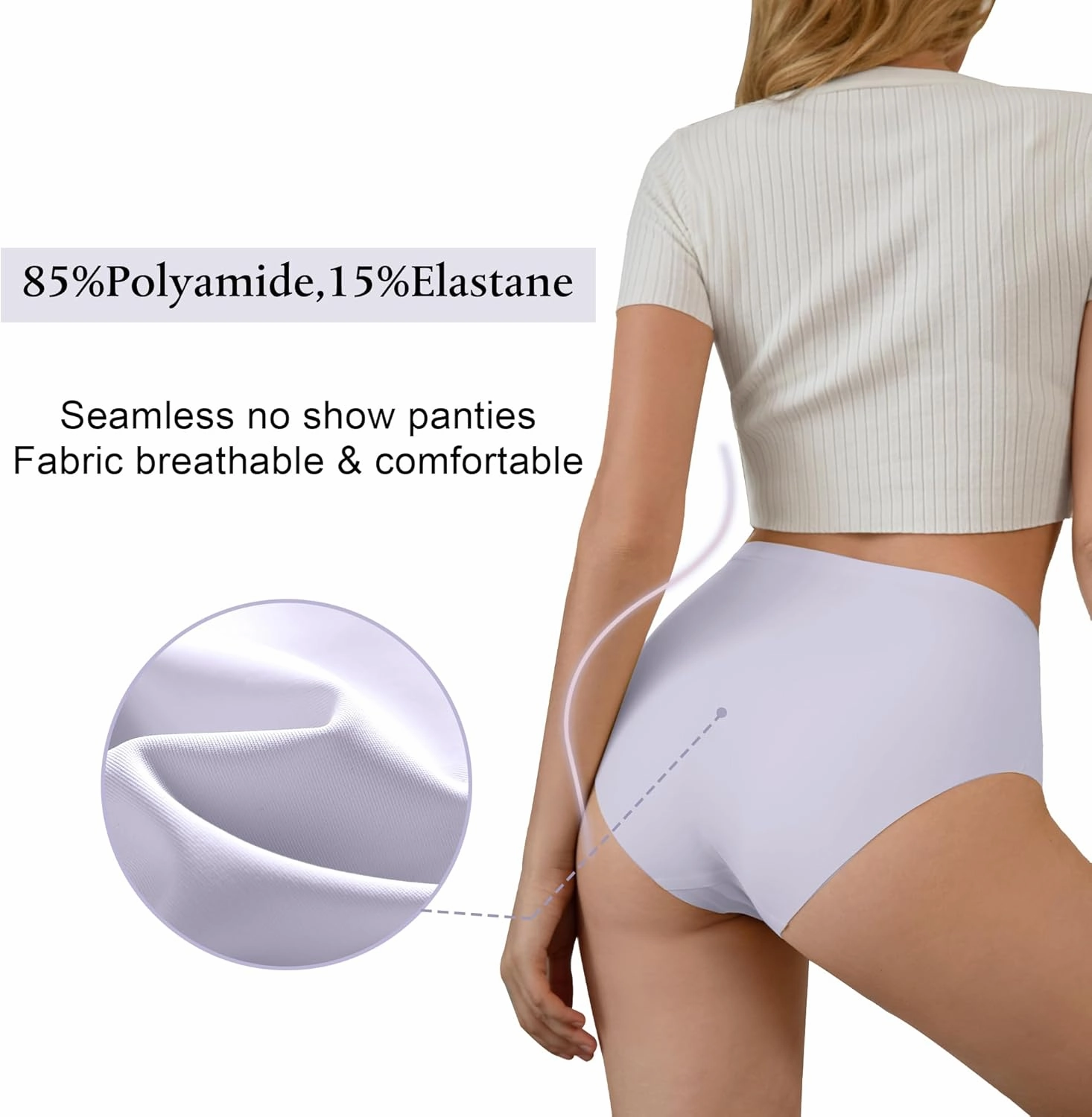 DEANGELMON Womens Seamless Bikinis Underwear High Waist Comfort Briefs Invisible No Show Panties Full Coverage Cheeky