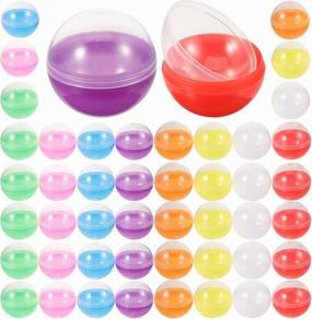 DECHOUS 50Pcs Small Empty Round Capsules, 1.77in Vending Machines Capsules Colored Fillable Plastic Capsules Balls for Easter Basket Stuffers, Party Prize, Vending Machines