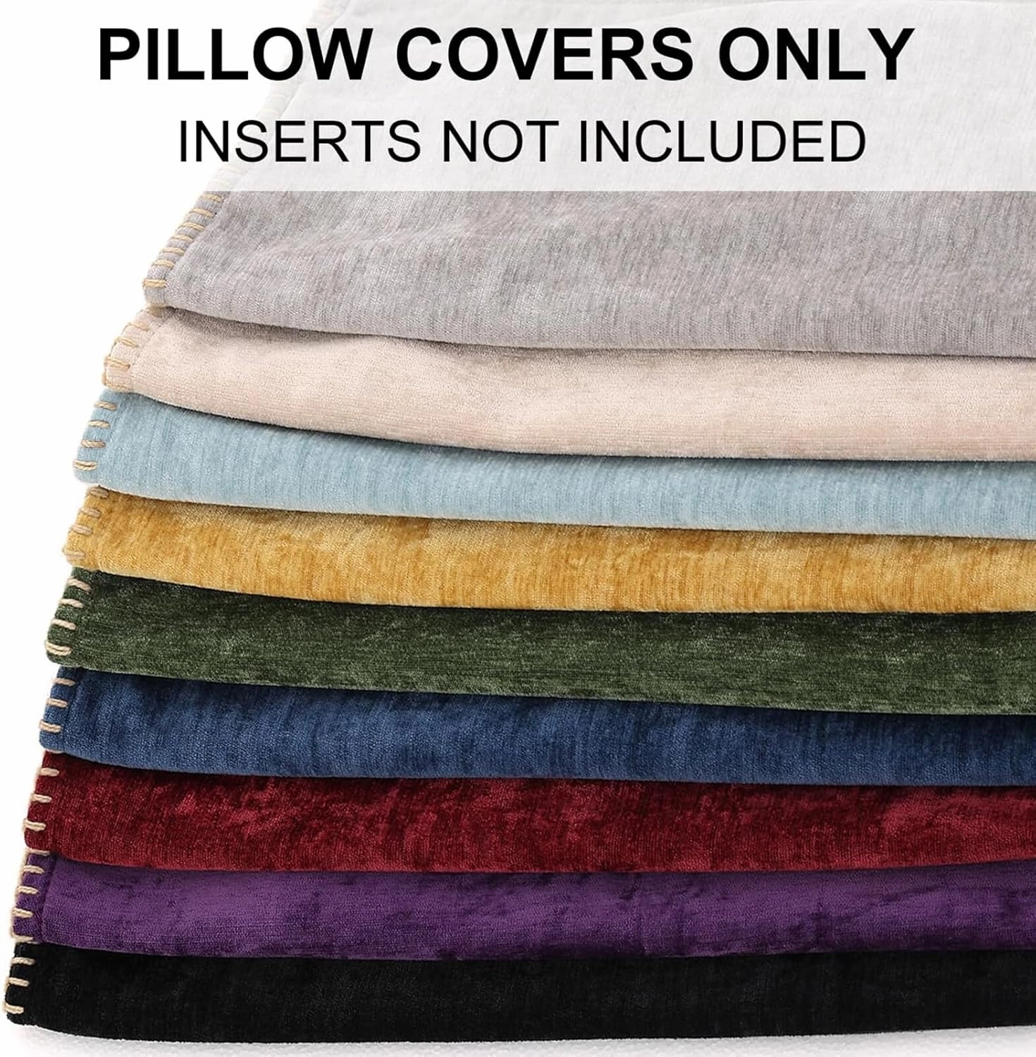 decorUhome Chenille Soft Throw Pillow Covers 12x20 Set of 2, Lumbar Velvet Farmhouse Neutral Decorative Pillow Covers with Stitched Edge for Couch Sofa Bed Home Decor, Beige