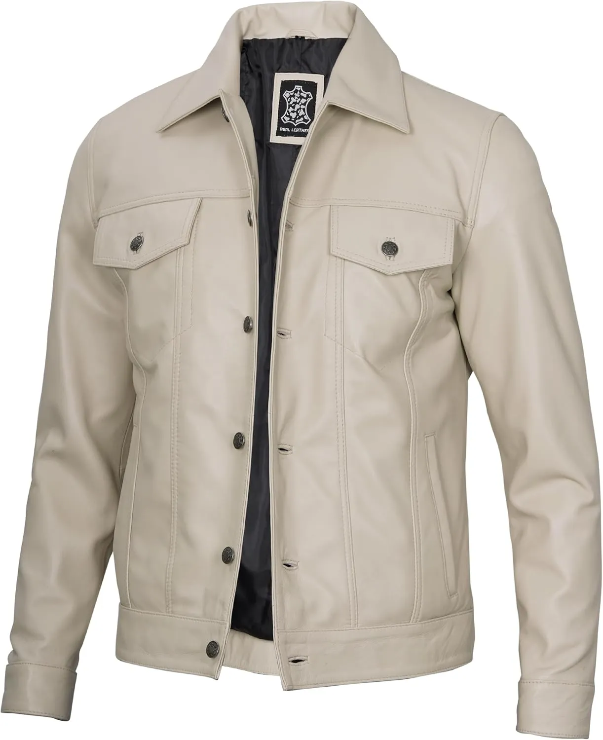 Decrum Leather Jacket For Men - Real Lambskin Vintage Trucker Mens Leather Jackets