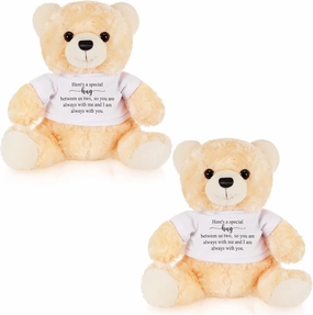 Deekin 2 Pcs Sympathy Gift Small Bear 9.8 Inch Plush Stuffed Animal with a Bear Hug Sign Condolences Memorial Loss of Loved Ideal Gift for Funeral Birthday Baby Showe(Beige, White)