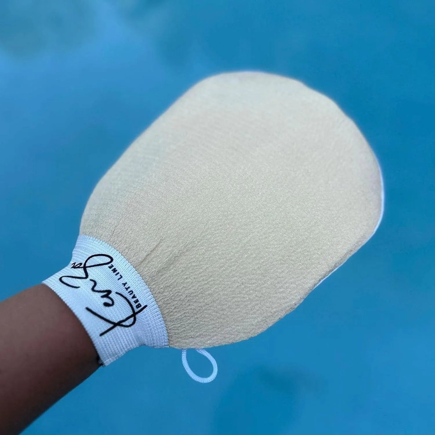 Deep Exfoliating Gloves for Shower Naturally Exfoliate Away Dead Skin, Exfoliating Glove, Exfoliating Body Scrubber Glove for Smooth, Soft Skin (Beige)