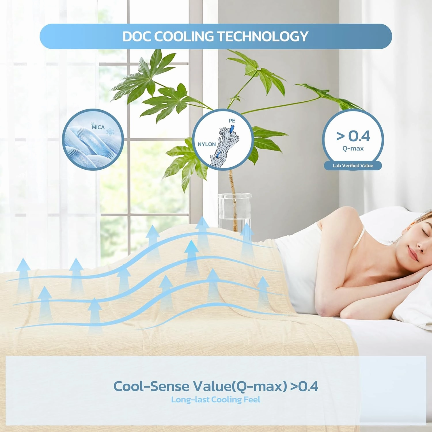 Degrees of Comfort Cooling Blankets for Hot Sleepers - King Summer Cold Blankets for Bed Sleeping, Absorbs Heat to Keep Body Cool, Soft & Cozy, Beige 108"x90"
