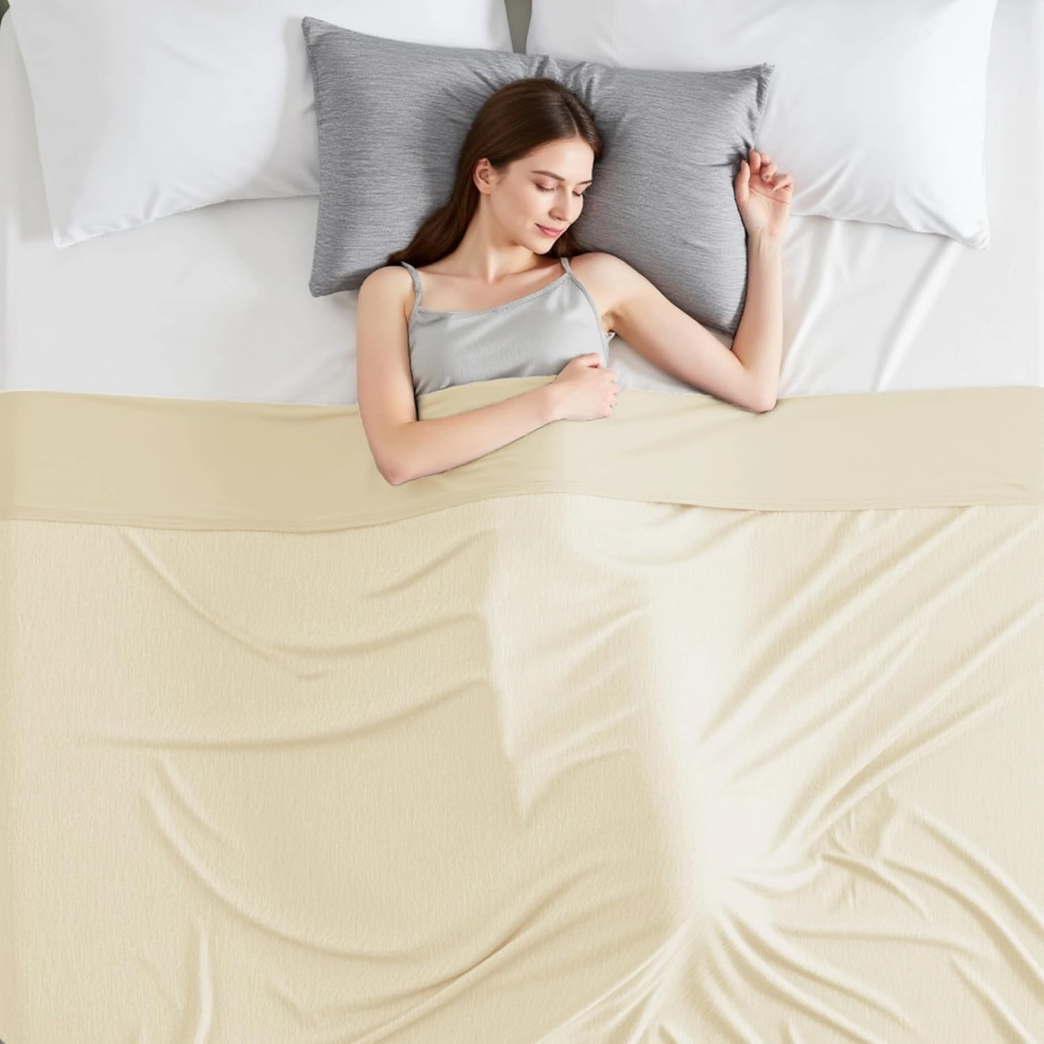 Degrees of Comfort Cooling Blankets for Hot Sleepers - King Summer Cold Blankets for Bed Sleeping, Absorbs Heat to Keep Body Cool, Soft & Cozy, Beige 108"x90"