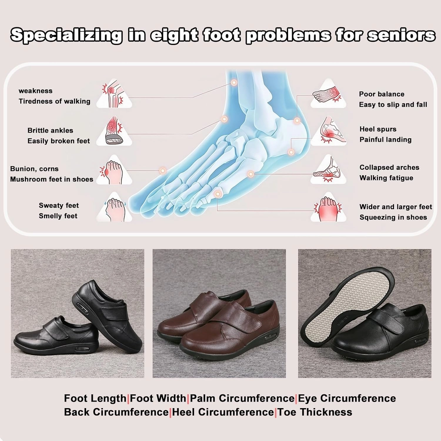 Diabetic Nursing Shoes,Extra Wide and Fat Soft Shoes for The Elderly