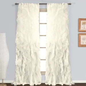 DiamondHome 1pc Cascade Shabby Chic Sheer Ruffled Curtain Panel (Beige, 50" X 63")