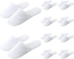 Disposable Slippers for Guests, 10 Pairs - Coral Fleece Hotel, Non-Slip SPA Slippers, Unisex Washable Reusable for Hotel & Travel Guests