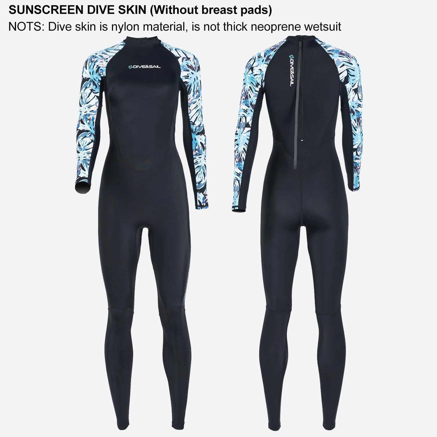 Dive Skin Full Body Rash Guard for Women Men Swimsuit Wetsuit Sport Skin Front Zipper One Piece for Diving Surfing Kayaking