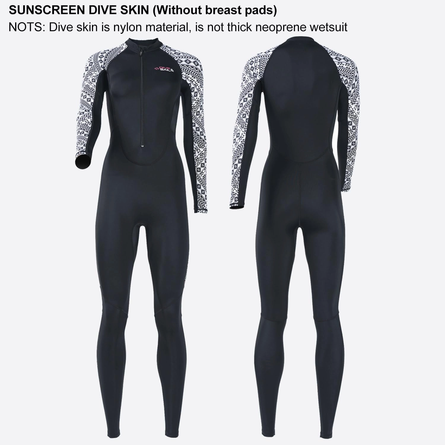 Dive Skin Full Body Rash Guard for Women Men Swimsuit Wetsuit Sport Skin Front Zipper One Piece for Diving Surfing Kayaking