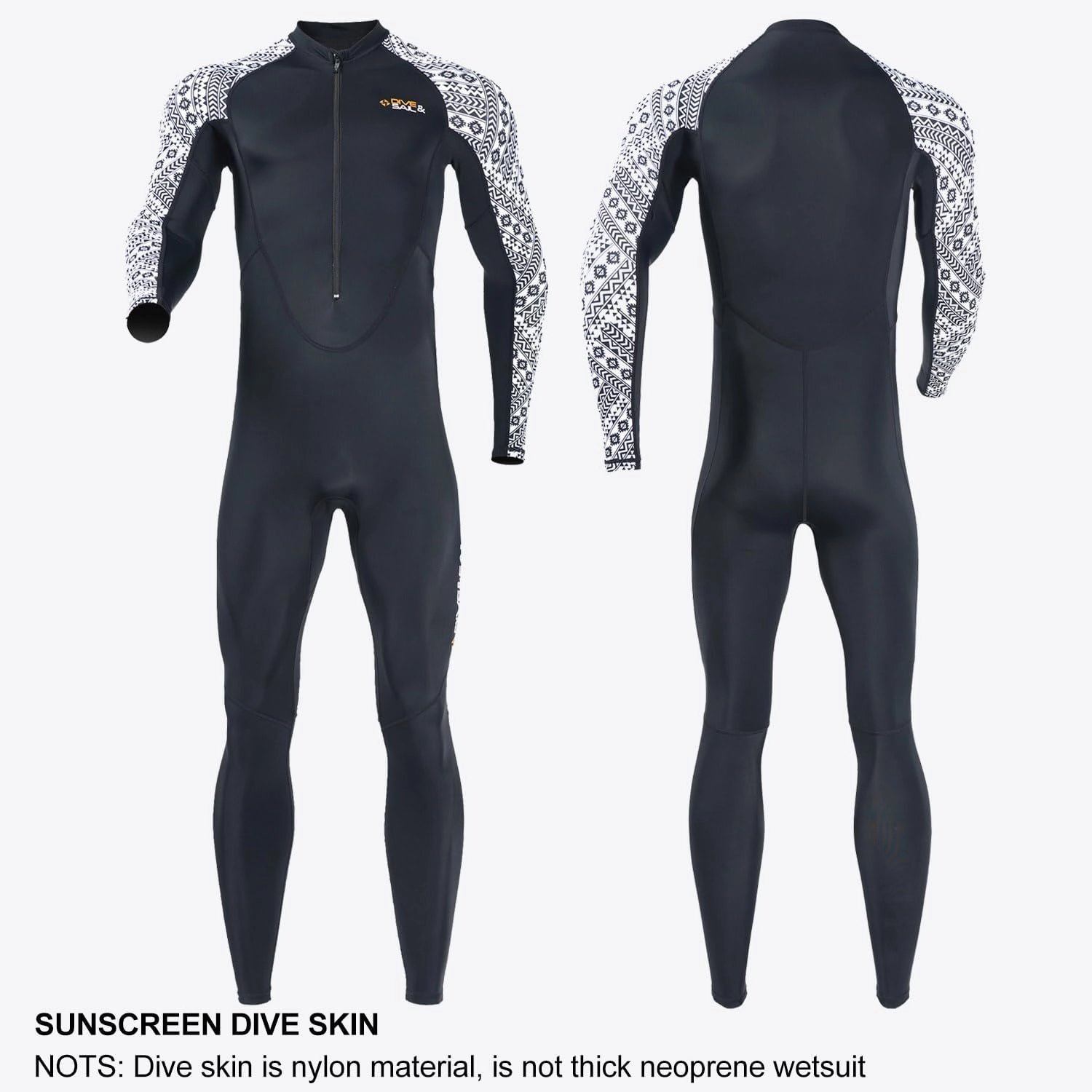 Dive Skin Full Body Rash Guard for Women Men Swimsuit Wetsuit Sport Skin Front Zipper One Piece for Diving Surfing Kayaking