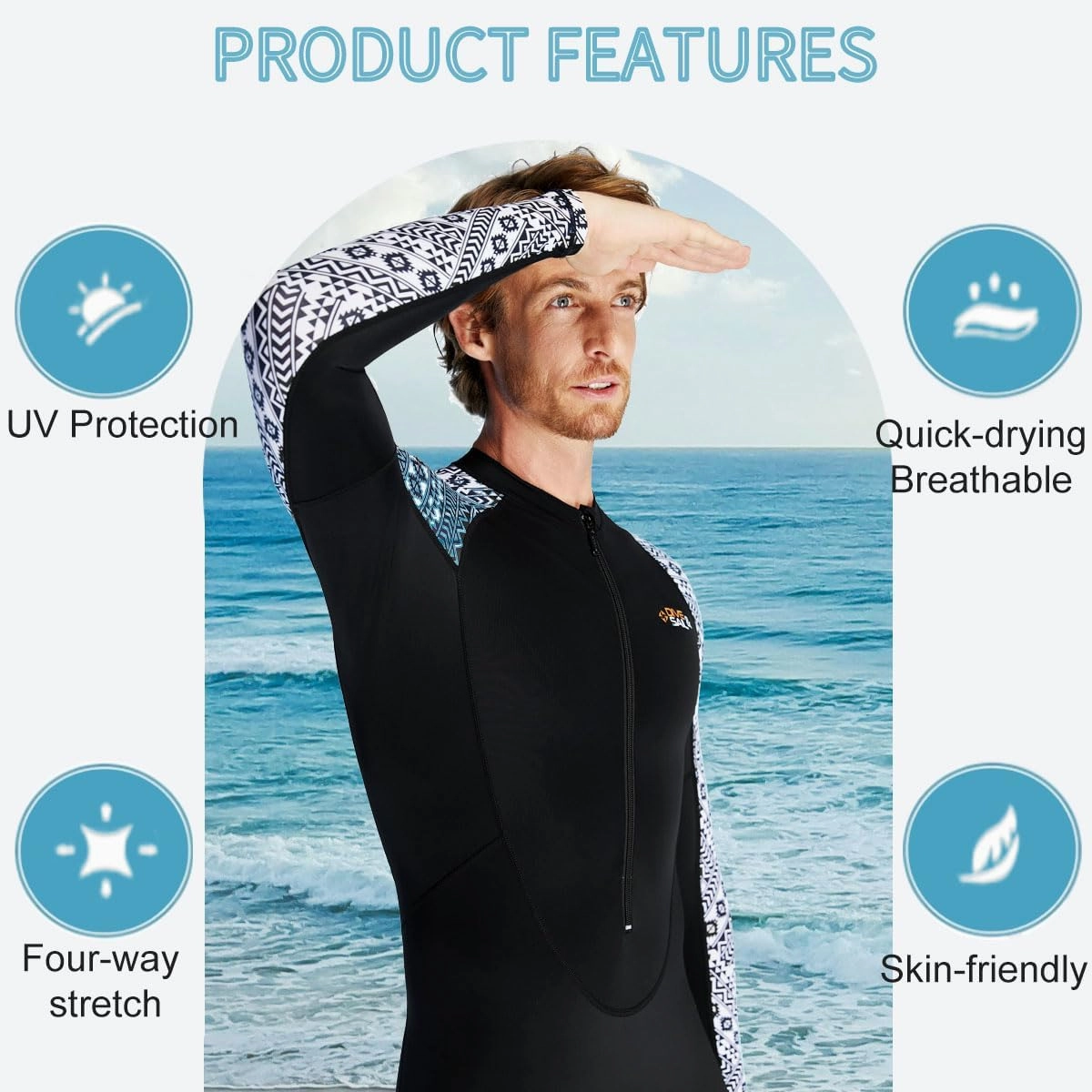 Dive Skin Full Body Rash Guard for Women Men Swimsuit Wetsuit Sport Skin Front Zipper One Piece for Diving Surfing Kayaking