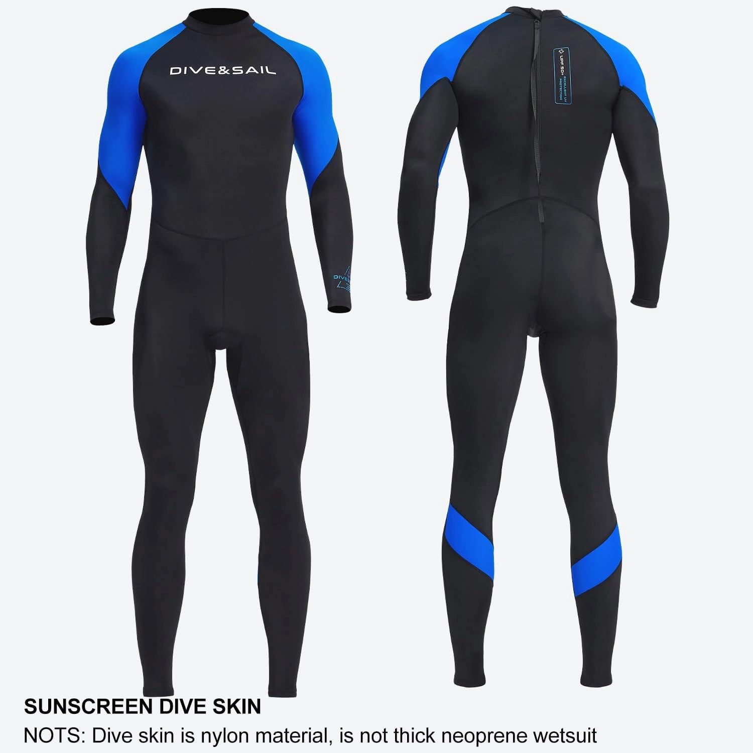 Dive Skin Full Body Rash Guard for Women Men Swimsuit Wetsuit Sport Skin Front Zipper One Piece for Diving Surfing Kayaking