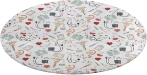 Doctor Nurse Small Bedroom Coral Fleece Circular Floor Mat, Non Slip and Washable 60 * 60cm