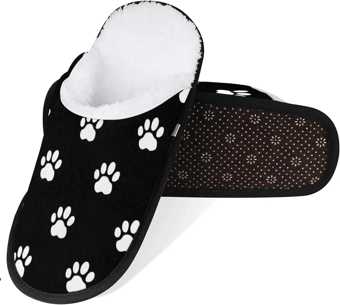 Dog Paw Prints Slippers for Women Soft Non-Slip Indoor Slippers Home Slippers