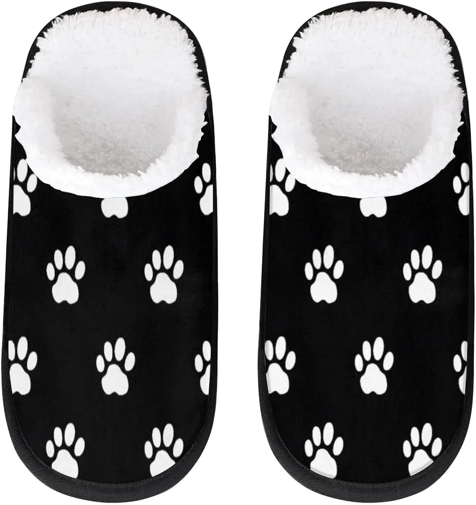 Dog Paw Prints Slippers for Women Soft Non-Slip Indoor Slippers Home Slippers