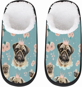 Dog Paw Prints Slippers for Women Soft Non-Slip Indoor Slippers Home Slippers