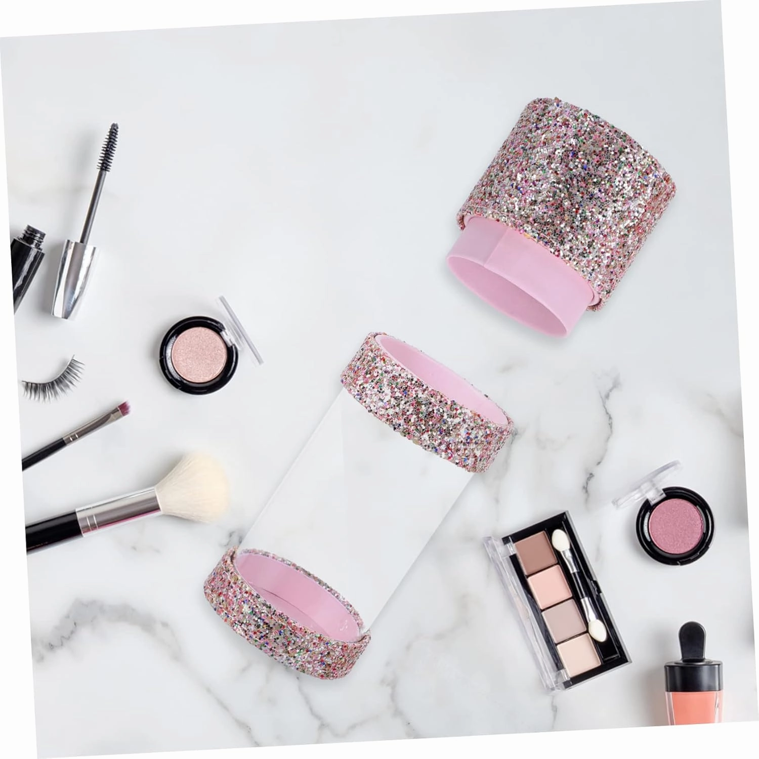 DOITOOL Sequin Makeup Brush Holder Glitter Cosmetic Storage Box for Makeup Tools Fashionable Design for Organizing Brushes Nail Art for Home Travel Use