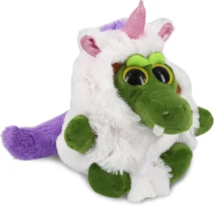DolliBu Big Eye Alligator Unicorn Plush Stuffed Animal Toy - Super Soft Alligatorcorn Dress Up with Removable Plush Unicorn Outfit and Hood Sweater, 6 Inches