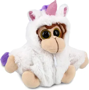 DolliBu Big Eye Monkey Unicorn Plush Stuffed Animal Toy - Super Soft Monkeycorn Dress Up with Removable Plush Unicorn Outfit and Hood Sweater, Cute Fantasy Wildlife - 6 Inch
