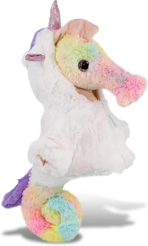 DolliBu Rainbow Seahorse with Unicorn Plush Stuffed Animal Toy - Super Soft Seahorse Unicorn Dress Up with Removable Plush Unicorn Outfit, Fantasy Wildlife Gift - 15 Inches